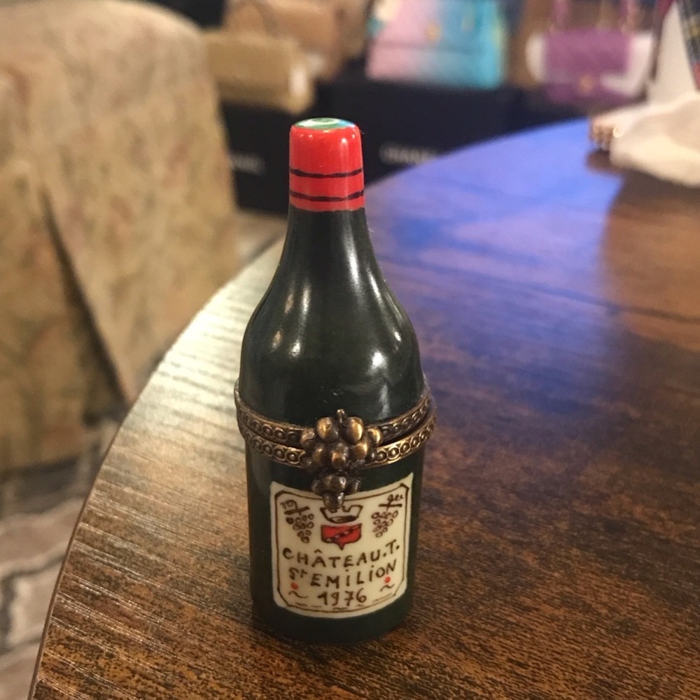 Limited Edition Limoges Wine Bottle signed Art Piece